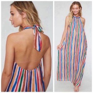 striped halter maxi dress